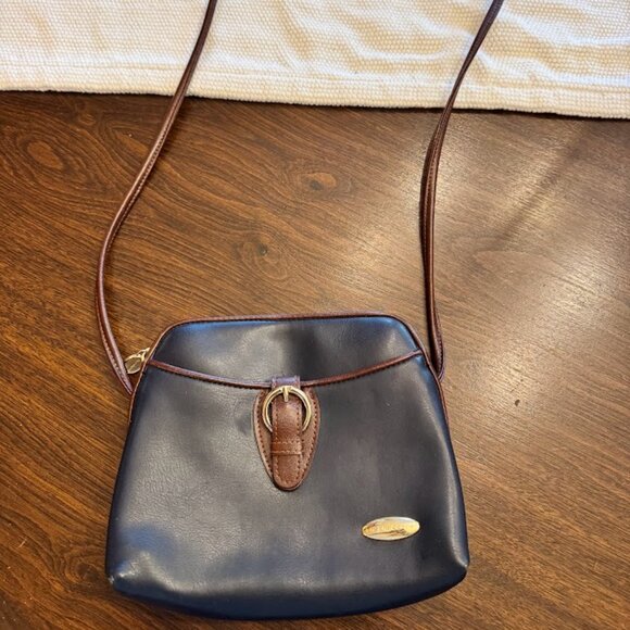 Vintage 1980's Liz Claiborne Navy and Brown Purse - Picture 1 of 9